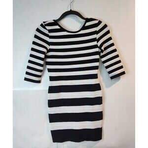 Americana Knit Dress Junior, Women's Size Medium White & Black Stripes stretchy